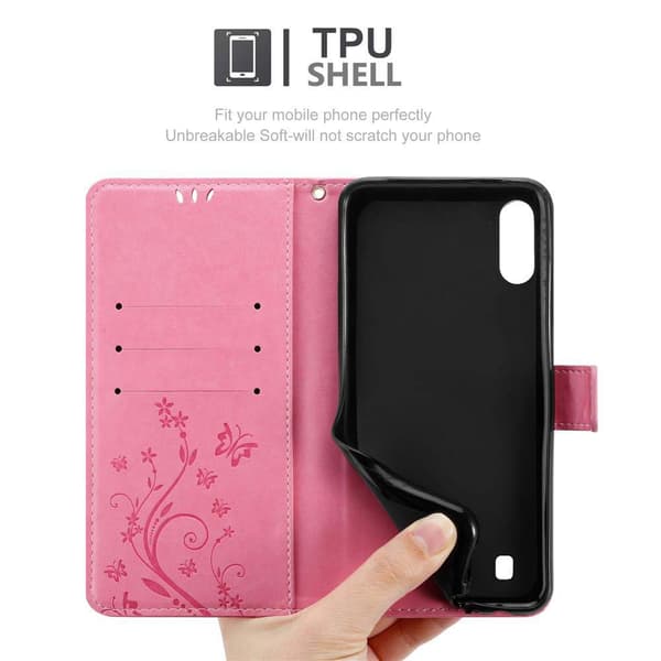 Samsung Galaxy A10 / M10 Skal Fodral i blomdesign Mobilskydd Case Cover med magnetisk stängning, ståfunktion och kortplatser