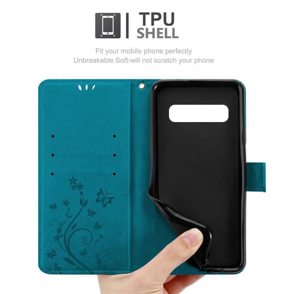 Samsung Galaxy S10 PLUS Suojakotelo Suojakuori Lompakkokotelo Matkapuhelinkotelo Kukat jossa on magneettisuljenta, jalusta-toiminto ja korttipaikat
