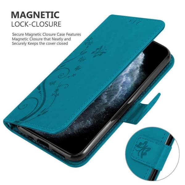 Deksel til iPhone 11 Lommebokdeksel i blomster design med magnetisk lukking, stativfunksjon og kortplasser