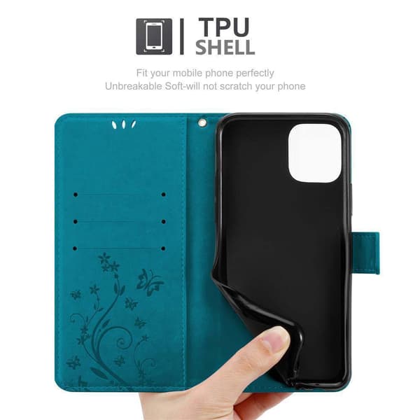 Deksel til iPhone 11 Lommebokdeksel i blomster design med magnetisk lukking, stativfunksjon og kortplasser