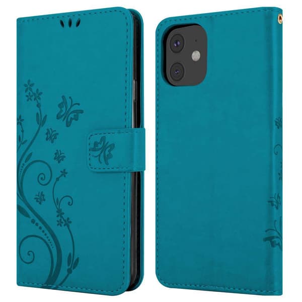 Deksel til iPhone 11 Lommebokdeksel i blomster design med magnetisk lukking, stativfunksjon og kortplasser