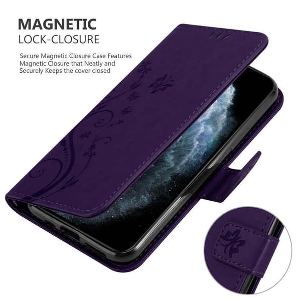 Deksel til iPhone 11 Lommebokdeksel i blomster design med magnetisk lukking, stativfunksjon og kortplasser