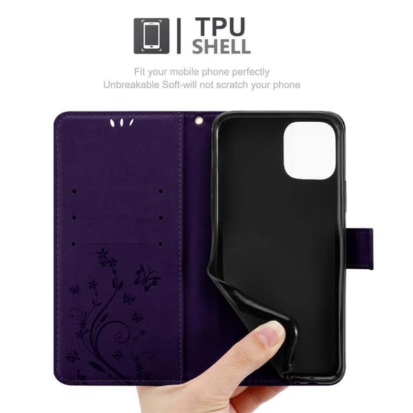 Deksel til iPhone 11 Lommebokdeksel i blomster design med magnetisk lukking, stativfunksjon og kortplasser