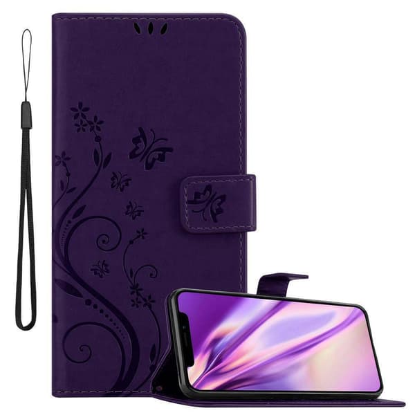 iPhone 11 Suojakotelo Suojakuori Lompakkokotelo Matkapuhelinkotelo Kukat jossa on magneettisuljenta, jalusta-toiminto ja korttipaikat FLOWER TUMMA VIOELTTI