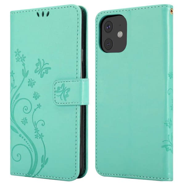 Deksel til iPhone 11 Lommebokdeksel i blomster design med magnetisk lukking, stativfunksjon og kortplasser