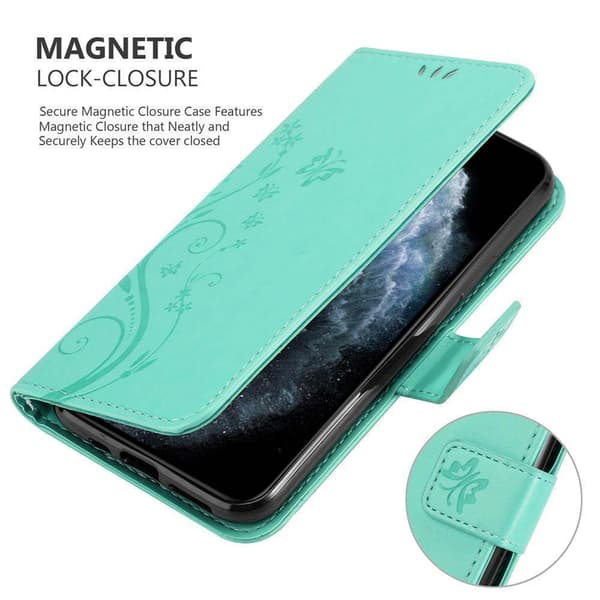 Deksel til iPhone 11 Lommebokdeksel i blomster design med magnetisk lukking, stativfunksjon og kortplasser