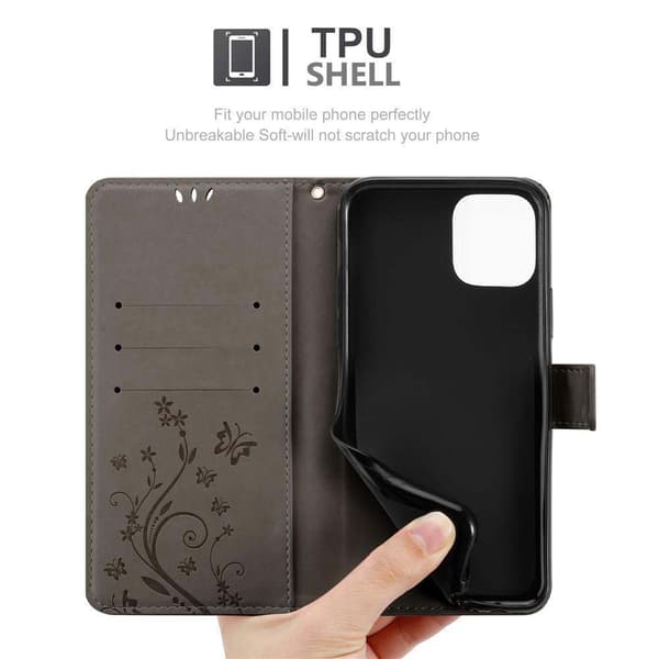 Deksel til iPhone 11 Lommebokdeksel i blomster design med magnetisk lukking, stativfunksjon og kortplasser