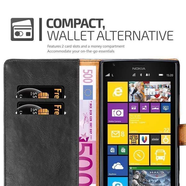Deksel til Nokia Lumia 1520 Lommebokdeksel med magnetisk lukking, stativfunksjon og kortlomme