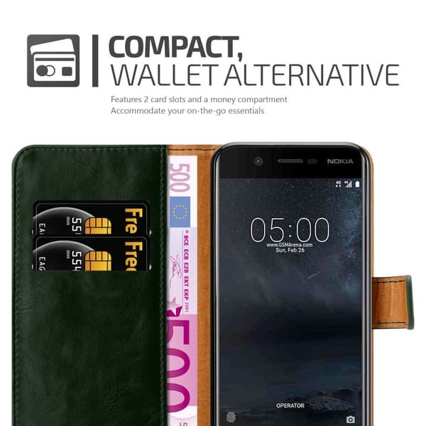 Nokia 5 2017 Plånboksfodral Skal Mobilskyddmed magnetisk stängning, ståfunktion och kortficka