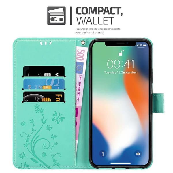iPhone XS MAX Suojakotelo Suojakuori Lompakkokotelo Matkapuhelinkotelo Kukat jossa on magneettisuljenta, jalusta-toiminto ja korttipaikat