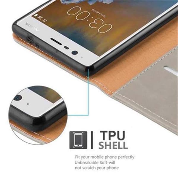 Nokia 3 2017 Suojakotelo Suojakuori Lompakkokotelo Matkapuhelinkotelo jossa magneettisuljenta, jalusta-toiminto ja korttitasku
