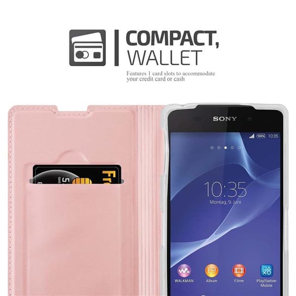 Deksel til Sony Xperia Z2 Lommebokdeksel med magnetisk lukking, stativfunksjon og kortlomme
