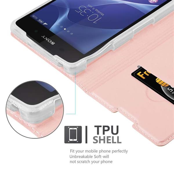 Deksel til Sony Xperia Z2 Lommebokdeksel med magnetisk lukking, stativfunksjon og kortlomme