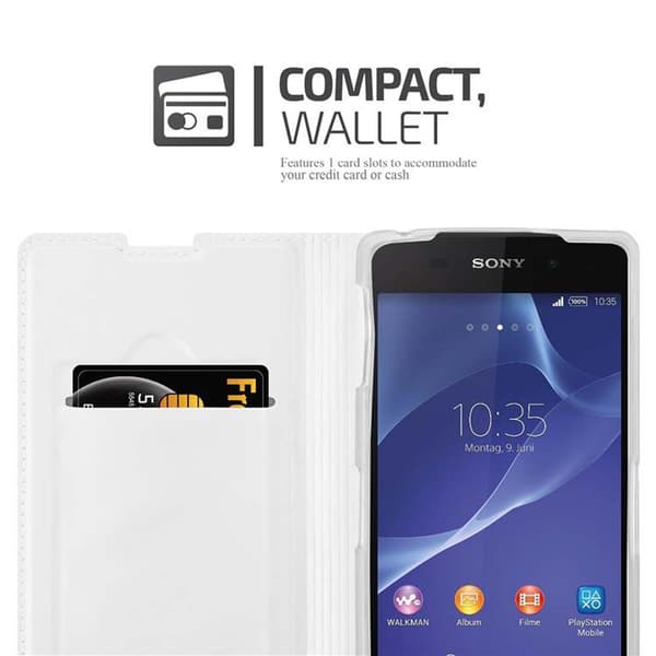 Deksel til Sony Xperia Z2 Lommebokdeksel med magnetisk lukking, stativfunksjon og kortlomme