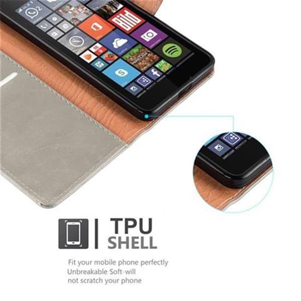 Deksel til Nokia Lumia 640 Lommebokdeksel med magnetisk lukking, stativfunksjon og kortlomme
