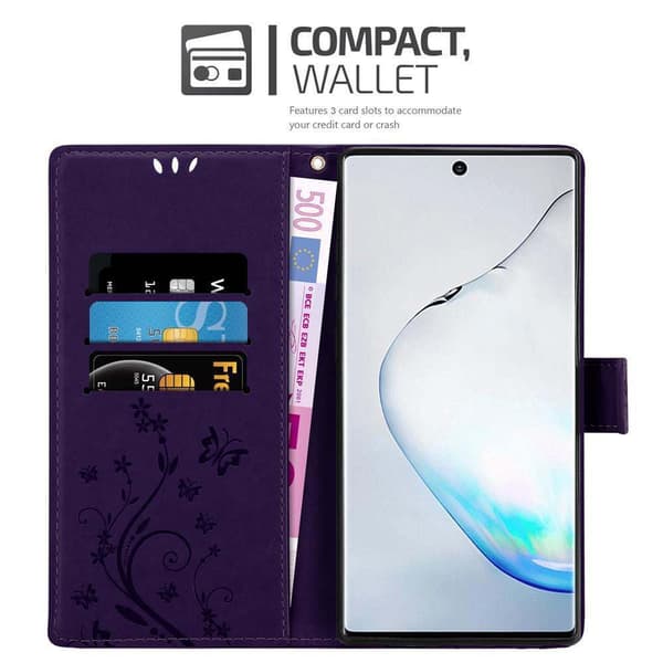 Samsung Galaxy NOTE 10 Suojakotelo Suojakuori Lompakkokotelo Matkapuhelinkotelo Kukat jossa on magneettisuljenta, jalusta-toiminto ja korttipaikat