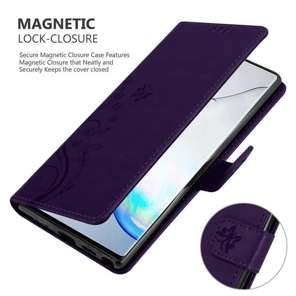 Samsung Galaxy NOTE 10 Suojakotelo Suojakuori Lompakkokotelo Matkapuhelinkotelo Kukat jossa on magneettisuljenta, jalusta-toiminto ja korttipaikat