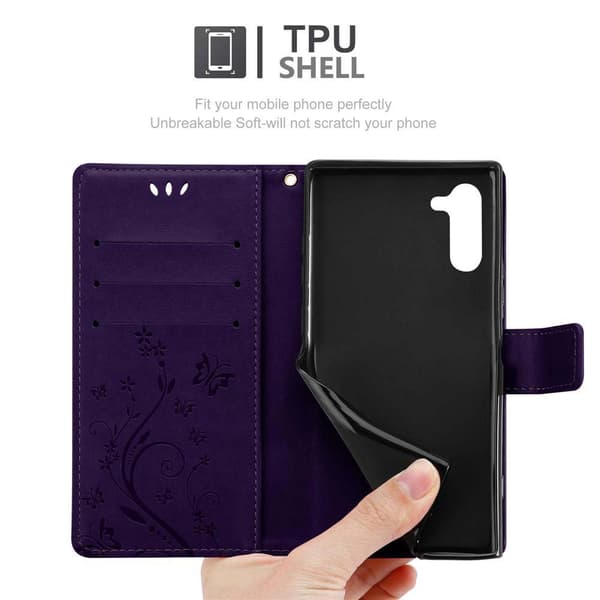 Samsung Galaxy NOTE 10 Suojakotelo Suojakuori Lompakkokotelo Matkapuhelinkotelo Kukat jossa on magneettisuljenta, jalusta-toiminto ja korttipaikat