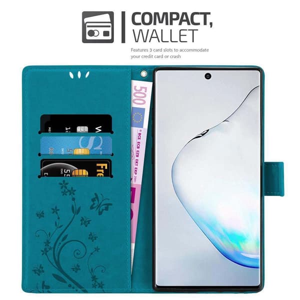 Samsung Galaxy NOTE 10 Suojakotelo Suojakuori Lompakkokotelo Matkapuhelinkotelo Kukat jossa on magneettisuljenta, jalusta-toiminto ja korttipaikat