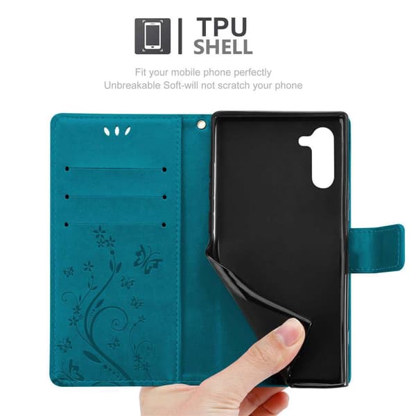 Samsung Galaxy NOTE 10 Suojakotelo Suojakuori Lompakkokotelo Matkapuhelinkotelo Kukat jossa on magneettisuljenta, jalusta-toiminto ja korttipaikat