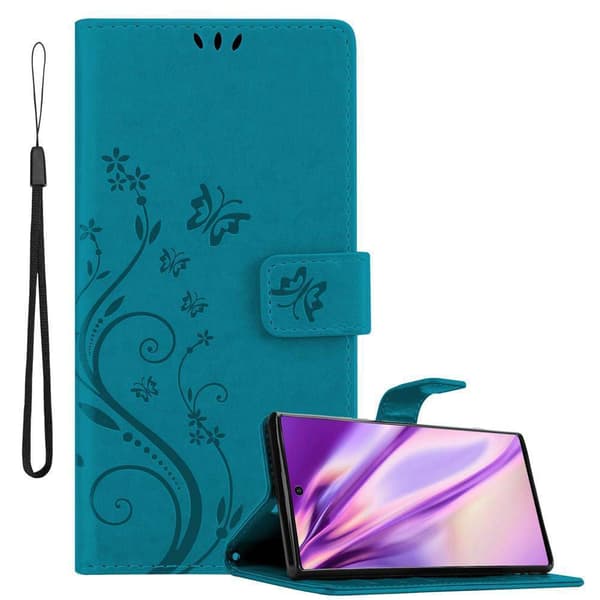 Samsung Galaxy NOTE 10 Pungetui Cover Blomster () BLOMSTER BLÅ