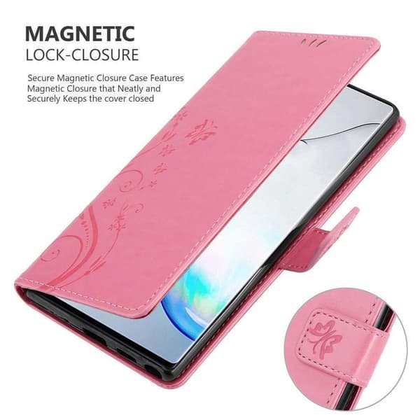 Deksel til Samsung Galaxy NOTE 10 Lommebokdeksel i blomster design med magnetisk lukking, stativfunksjon og kortplasser