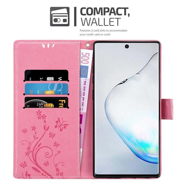 Samsung Galaxy NOTE 10 Suojakotelo Suojakuori Lompakkokotelo Matkapuhelinkotelo Kukat jossa on magneettisuljenta, jalusta-toiminto ja korttipaikat