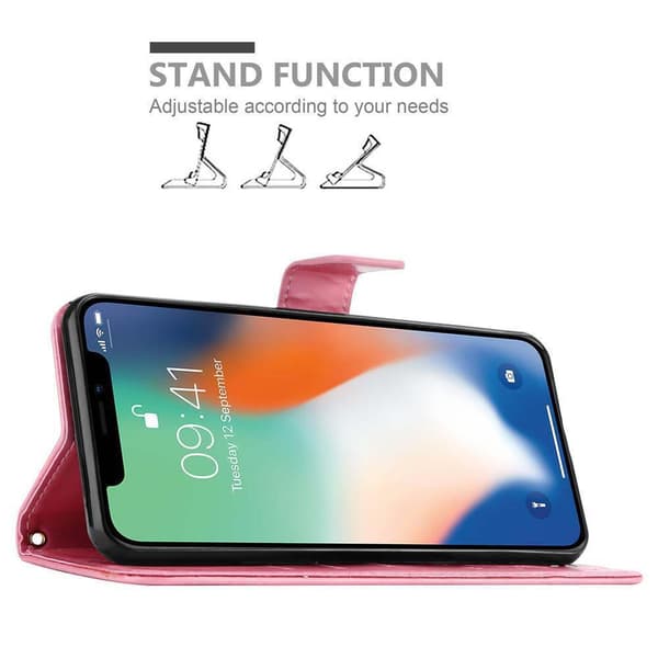 Deksel til iPhone XR Lommebokdeksel i blomster design med magnetisk lukking, stativfunksjon og kortplasser