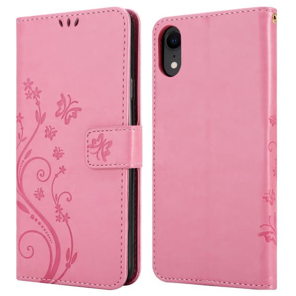 iPhone XR Skal Fodral i blomdesign Mobilskydd Case Cover med magnetisk stängning, ståfunktion och kortplatser