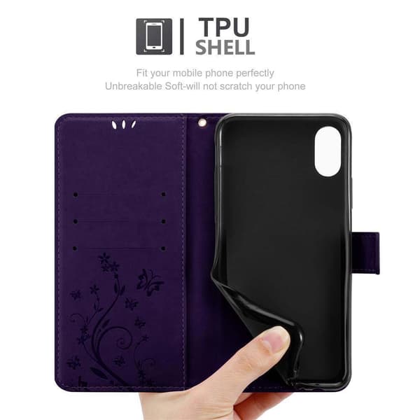 iPhone XR Skal Fodral i blomdesign Mobilskydd Case Cover med magnetisk stängning, ståfunktion och kortplatser