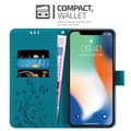 Miniatyrbilde 3 av 9: Deksel til iPhone XR Lommebokdeksel i blomster design med magnetisk lukking, stativfunksjon og kortplasser
