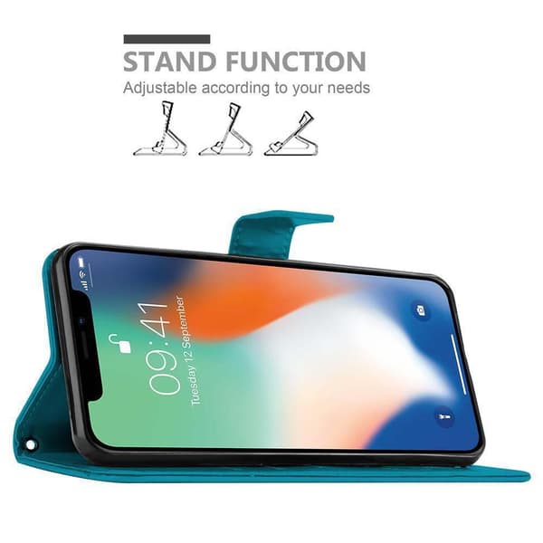 Deksel til iPhone XR Lommebokdeksel i blomster design med magnetisk lukking, stativfunksjon og kortplasser