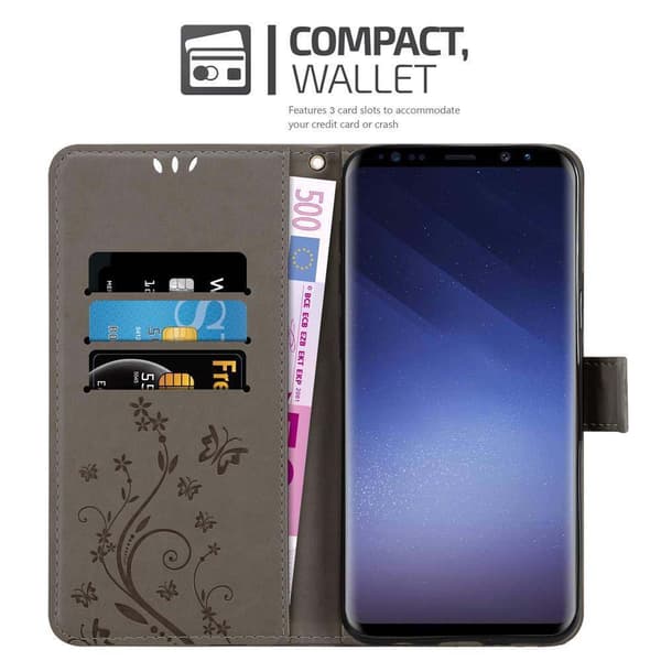 Samsung Galaxy S9 PLUS Skal Fodral i blomdesign Mobilskydd Case Cover med magnetisk stängning, ståfunktion och kortplatser