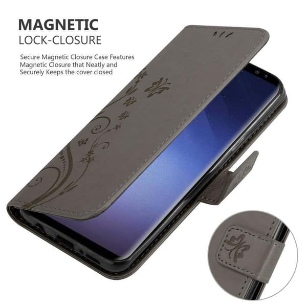 Samsung Galaxy S9 PLUS Skal Fodral i blomdesign Mobilskydd Case Cover med magnetisk stängning, ståfunktion och kortplatser