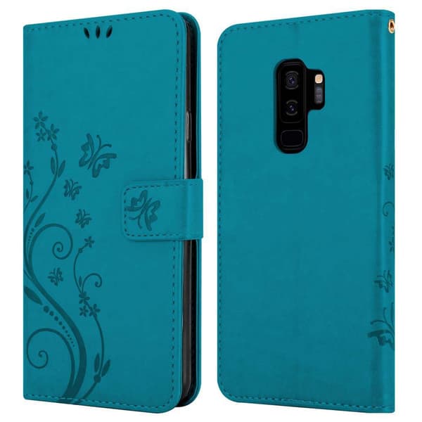 Samsung Galaxy S9 PLUS Skal Fodral i blomdesign Mobilskydd Case Cover med magnetisk stängning, ståfunktion och kortplatser