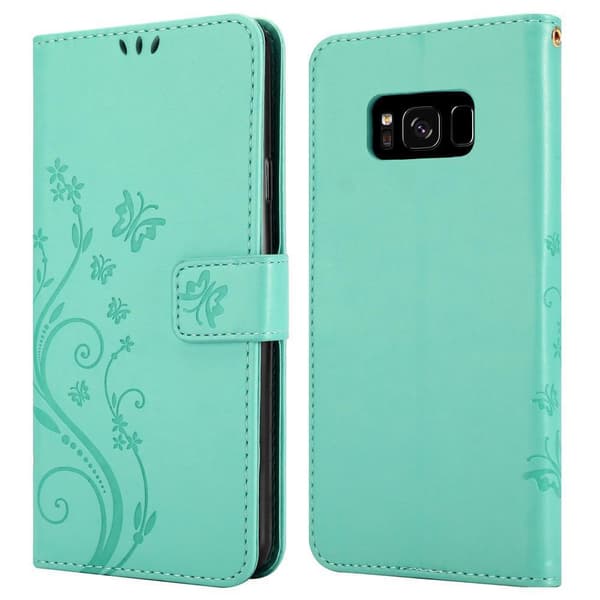 Deksel til Samsung Galaxy S8 PLUS Lommebokdeksel i blomster design med magnetisk lukking, stativfunksjon og kortplasser