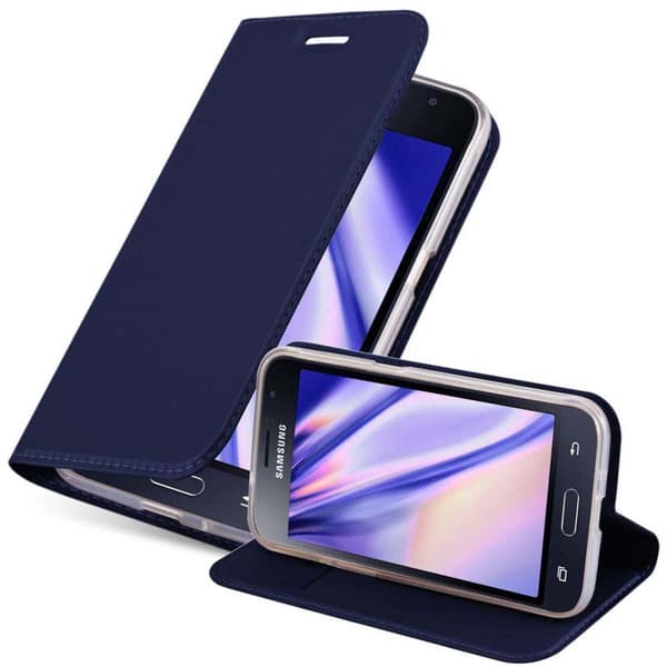 Deksel til Samsung Galaxy J1 2015 Lommebokdeksel med magnetisk lukking, stativfunksjon og kortlomme