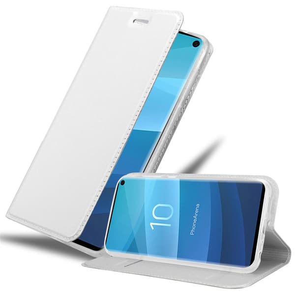 Samsung Galaxy S10 4G Suojakotelo Suojakuori Lompakkokotelo Matkapuhelinkotelo jossa magneettisuljenta, jalusta-toiminto ja korttitasku LUOKKAA HOPEAA