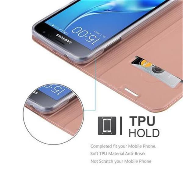 Samsung Galaxy J3 2016 Skal Fodral med magnetisk stängning, ståfunktion och kortficka Mobilskydd