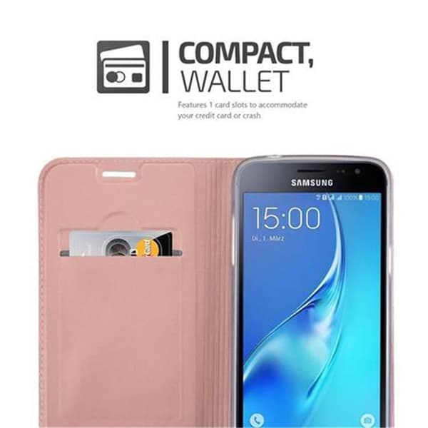 Samsung Galaxy J3 2016 Skal Fodral med magnetisk stängning, ståfunktion och kortficka Mobilskydd