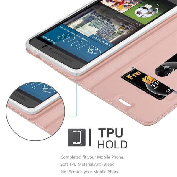 Deksel til HTC ONE M9 Lommebokdeksel med magnetisk lukking, stativfunksjon og kortlomme