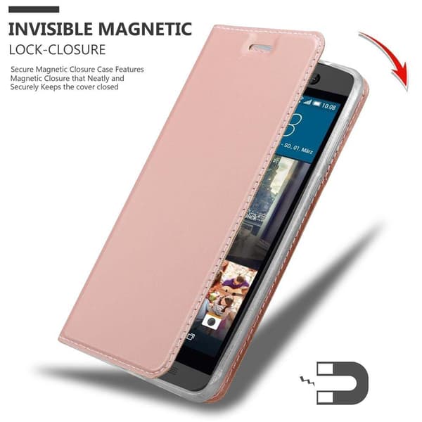 Deksel til HTC ONE M9 Lommebokdeksel med magnetisk lukking, stativfunksjon og kortlomme
