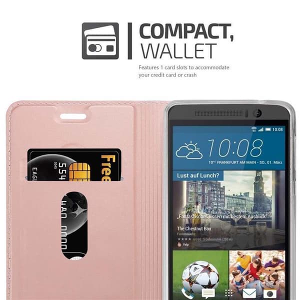 Deksel til HTC ONE M9 Lommebokdeksel med magnetisk lukking, stativfunksjon og kortlomme