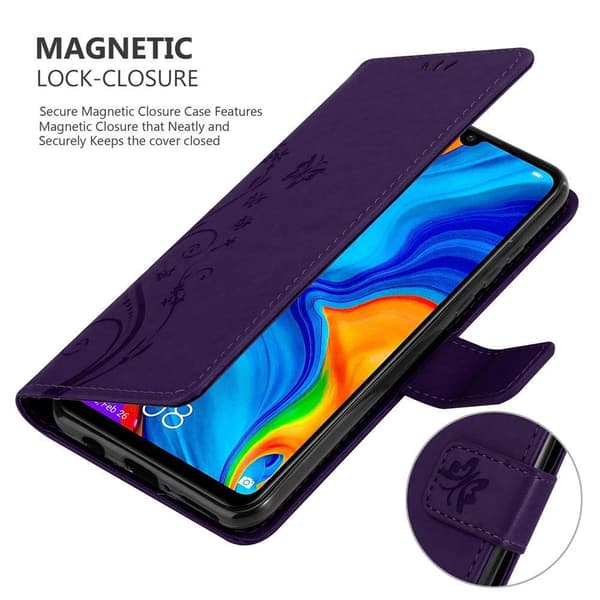 Huawei P30 LITE Skal Fodral i blomdesign Mobilskydd Case Cover med magnetisk stängning, ståfunktion och kortplatser