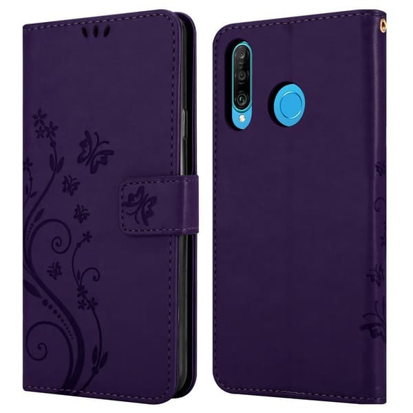 Deksel til Huawei P30 LITE Lommebokdeksel i blomster design med magnetisk lukking, stativfunksjon og kortplasser