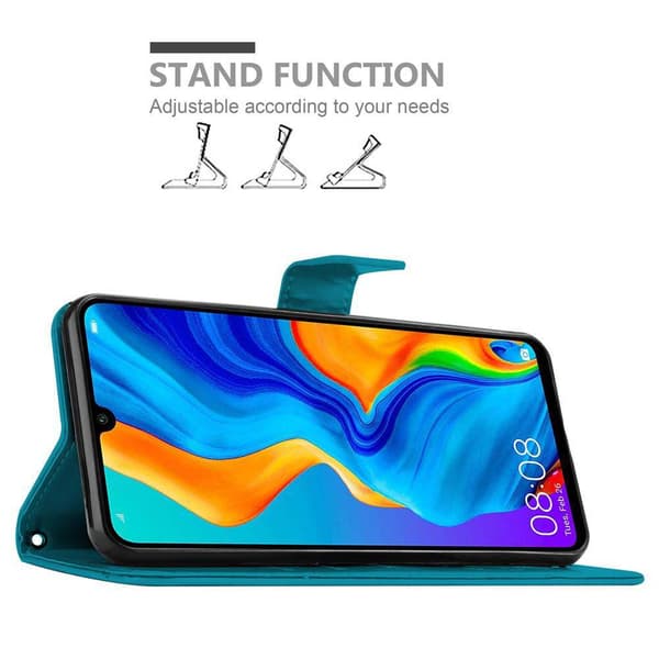 Deksel til Huawei P30 LITE Lommebokdeksel i blomster design med magnetisk lukking, stativfunksjon og kortplasser
