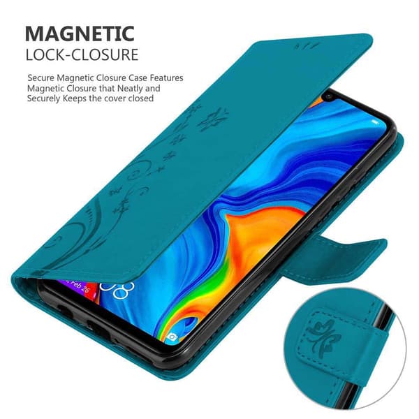 Deksel til Huawei P30 LITE Lommebokdeksel i blomster design med magnetisk lukking, stativfunksjon og kortplasser