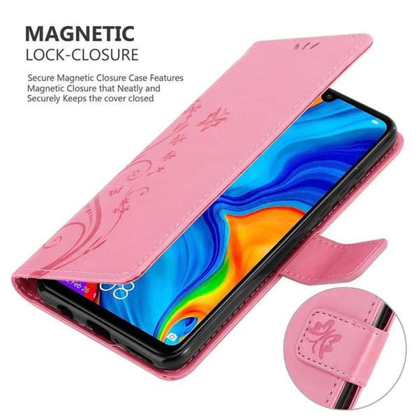Deksel til Huawei P30 LITE Lommebokdeksel i blomster design med magnetisk lukking, stativfunksjon og kortplasser