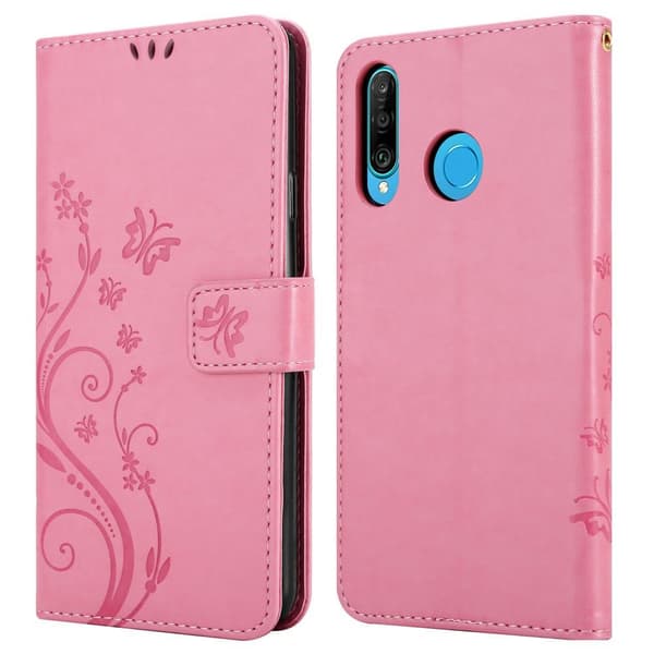 Deksel til Huawei P30 LITE Lommebokdeksel i blomster design med magnetisk lukking, stativfunksjon og kortplasser