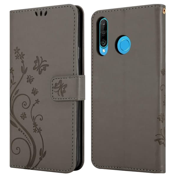 Huawei P30 LITE Skal Fodral i blomdesign Mobilskydd Case Cover med magnetisk stängning, ståfunktion och kortplatser